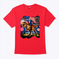 Trump Riding T-Rex American Flag Fireworks 4th Of July T Shirt Unisex