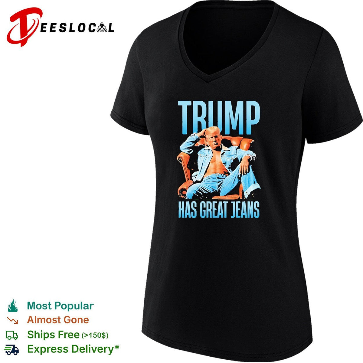 Trump sitting on sofa has great jeans shirt Unisex