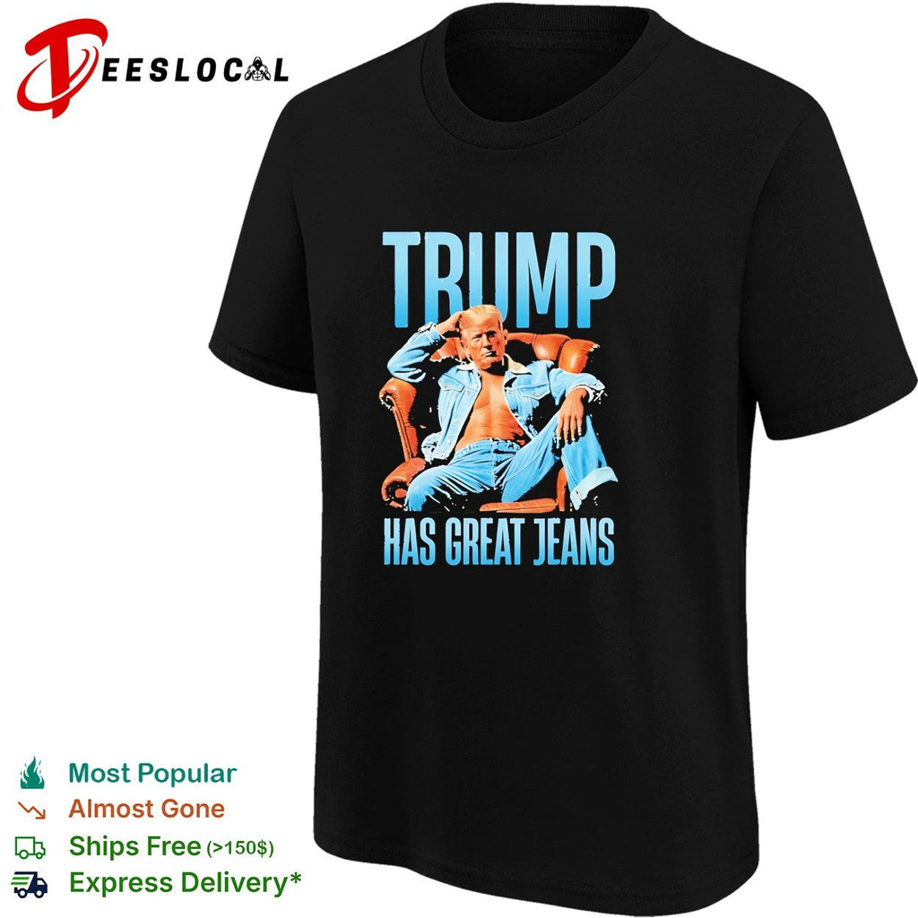 Trump sitting on sofa has great jeans shirt Unisex