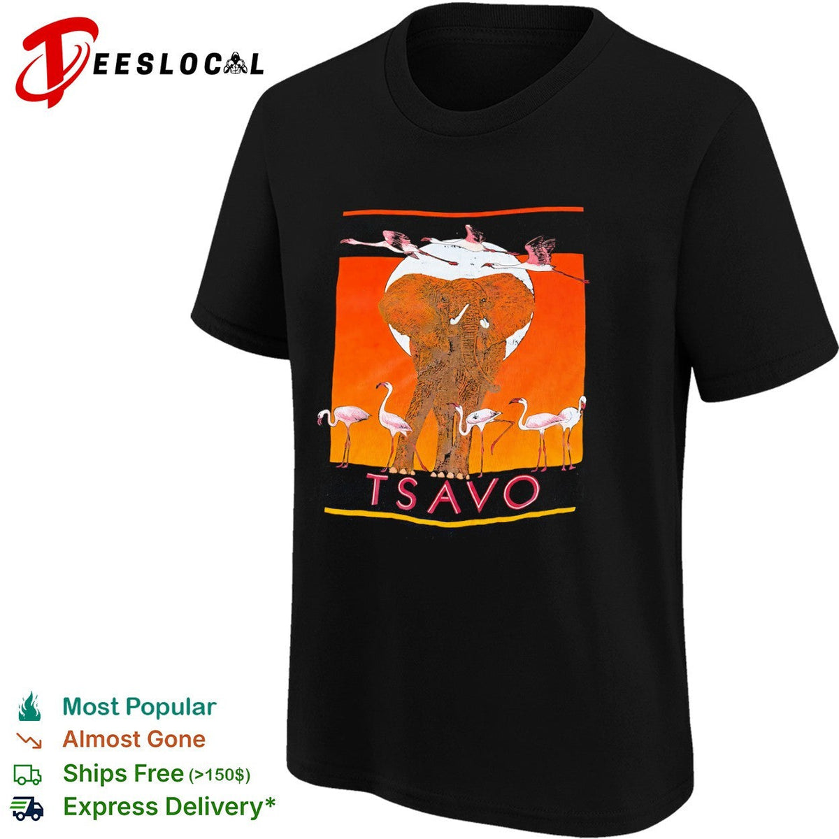 Tsavo Elephant and Flamingo 1982 shirt Unisex