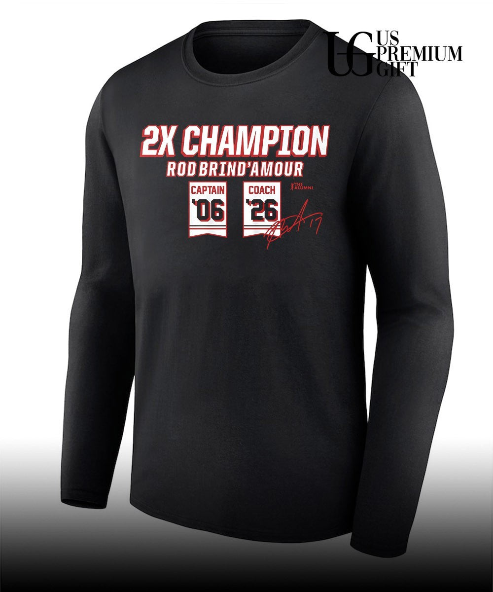 Two-Time Champion Rod Brind’Amour Carolina Hurricanes hockey signature shirt Unisex