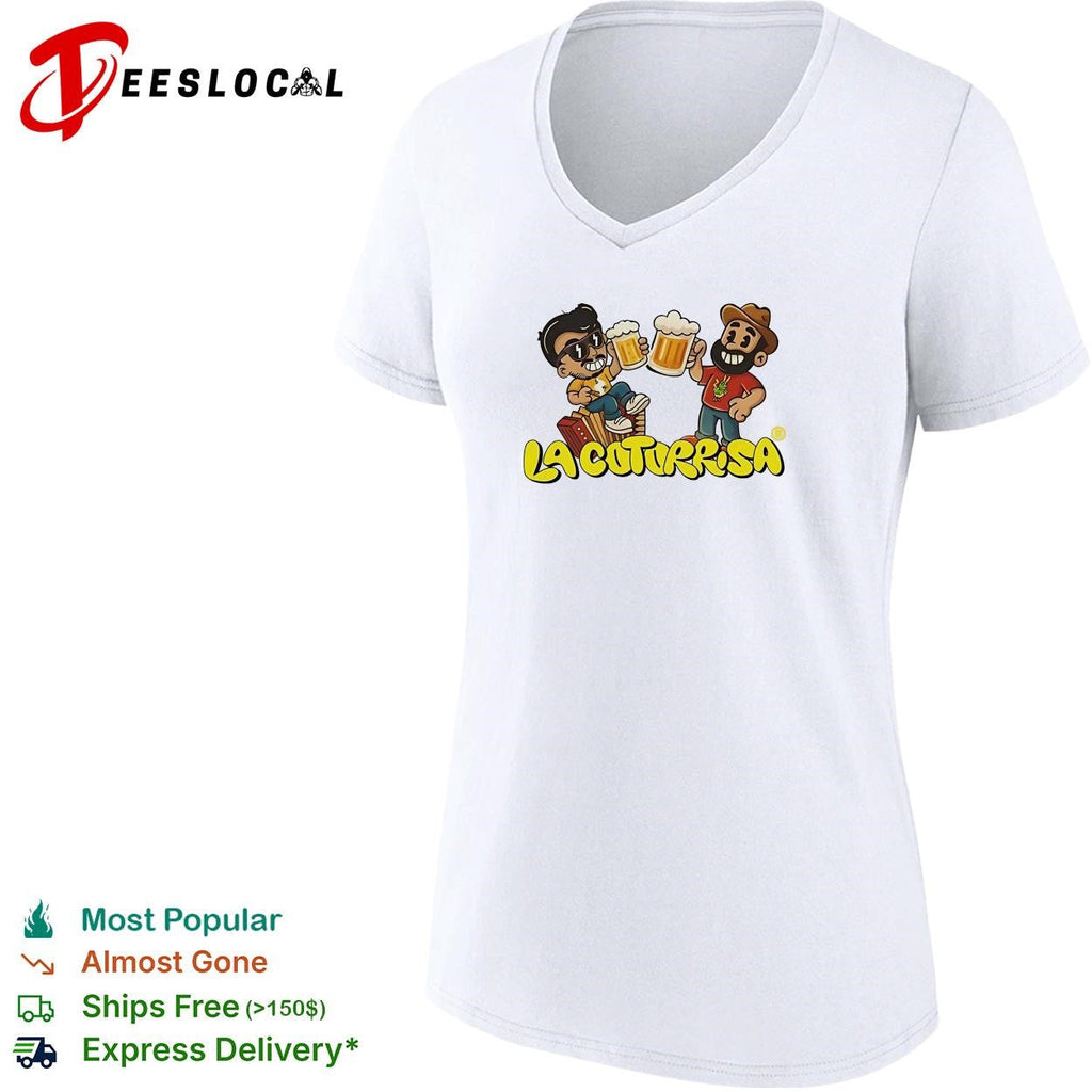 Two cartoon friends toasting beer Mexican comedy duo shirt Unisex