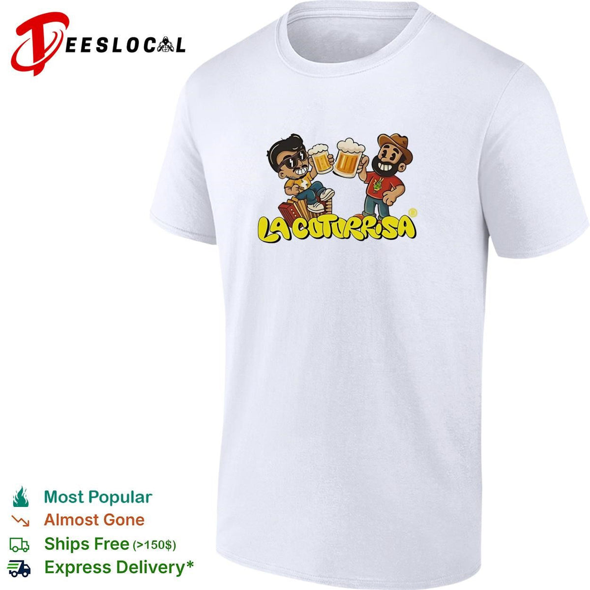 Two cartoon friends toasting beer Mexican comedy duo shirt Unisex