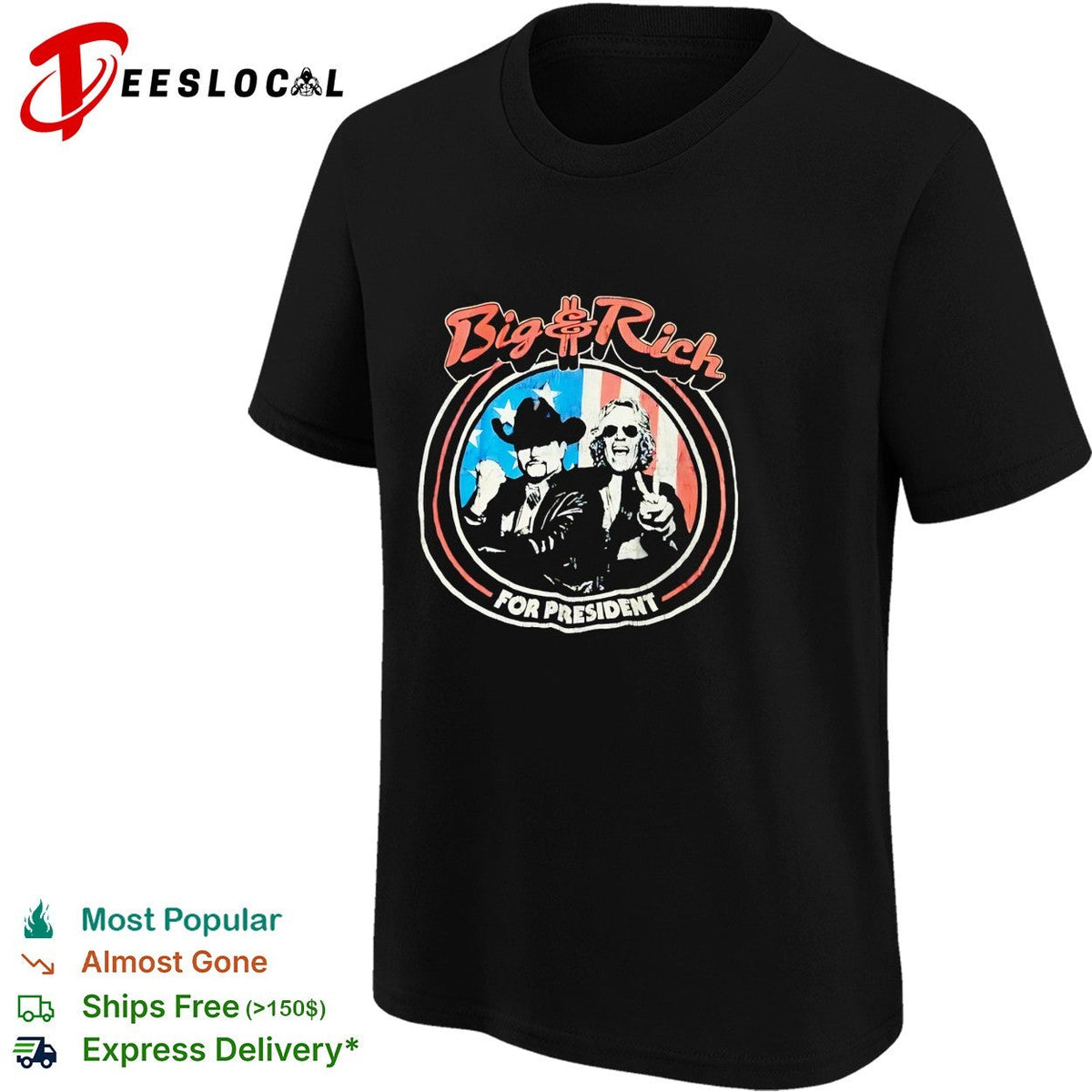 Two country musicians for president vintage USA flag circle retro art shirt Unisex