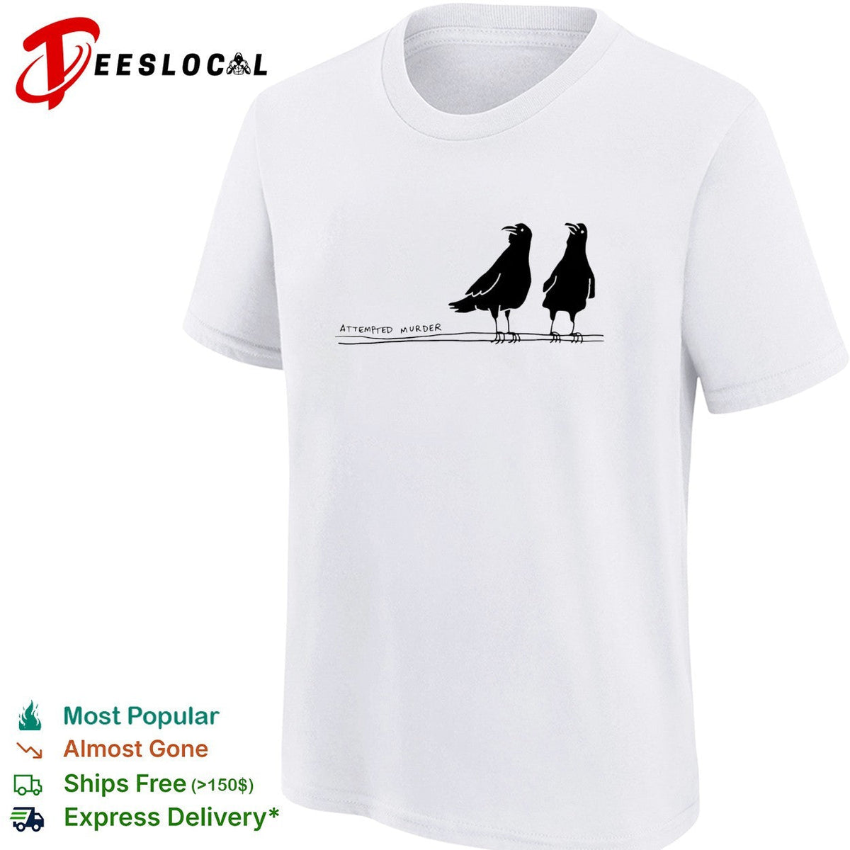 Two crows attempted murder bird pun nature humor shirt Unisex
