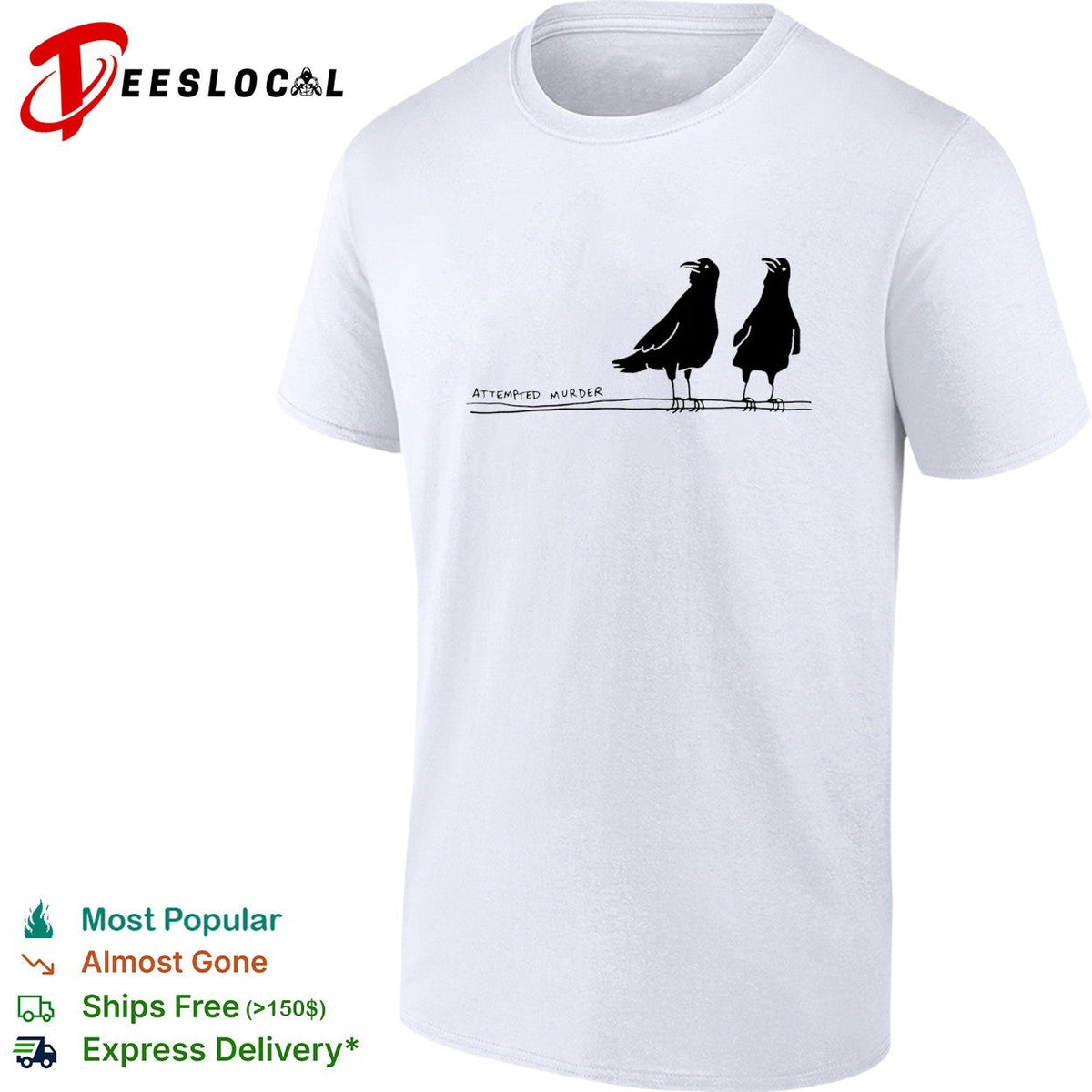 Two crows attempted murder bird pun nature humor shirt Unisex