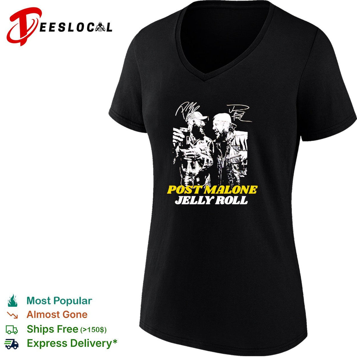 Two rap artists duo portrait signatures bold text shirt Unisex