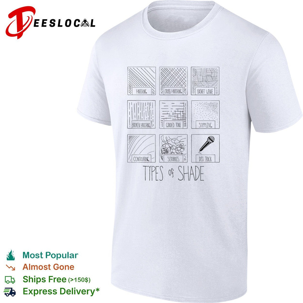 Types of Shade Hatching Cross Hatching Basket Weave Broken Hatching Stippling shirt Unisex