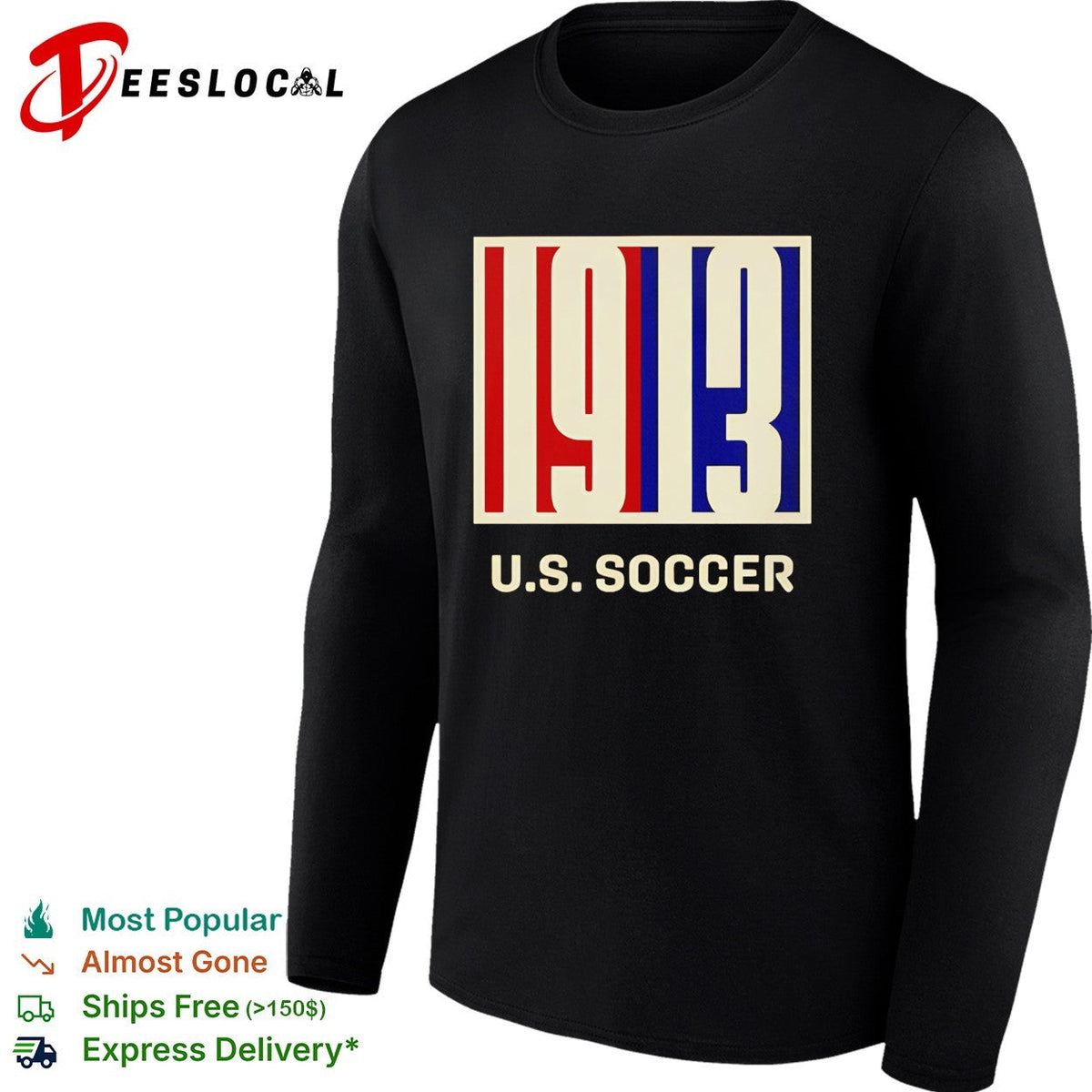 US Soccer 1913 vintage badge design bold lettering graphic shirt Unisex