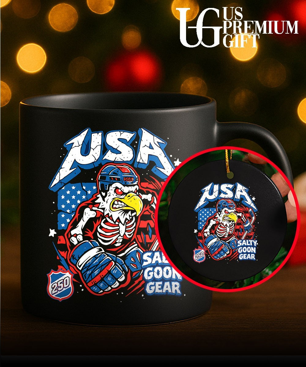 USA Hockey Skeleton Eagle Salty Goon Gear 250 shirt Unisex