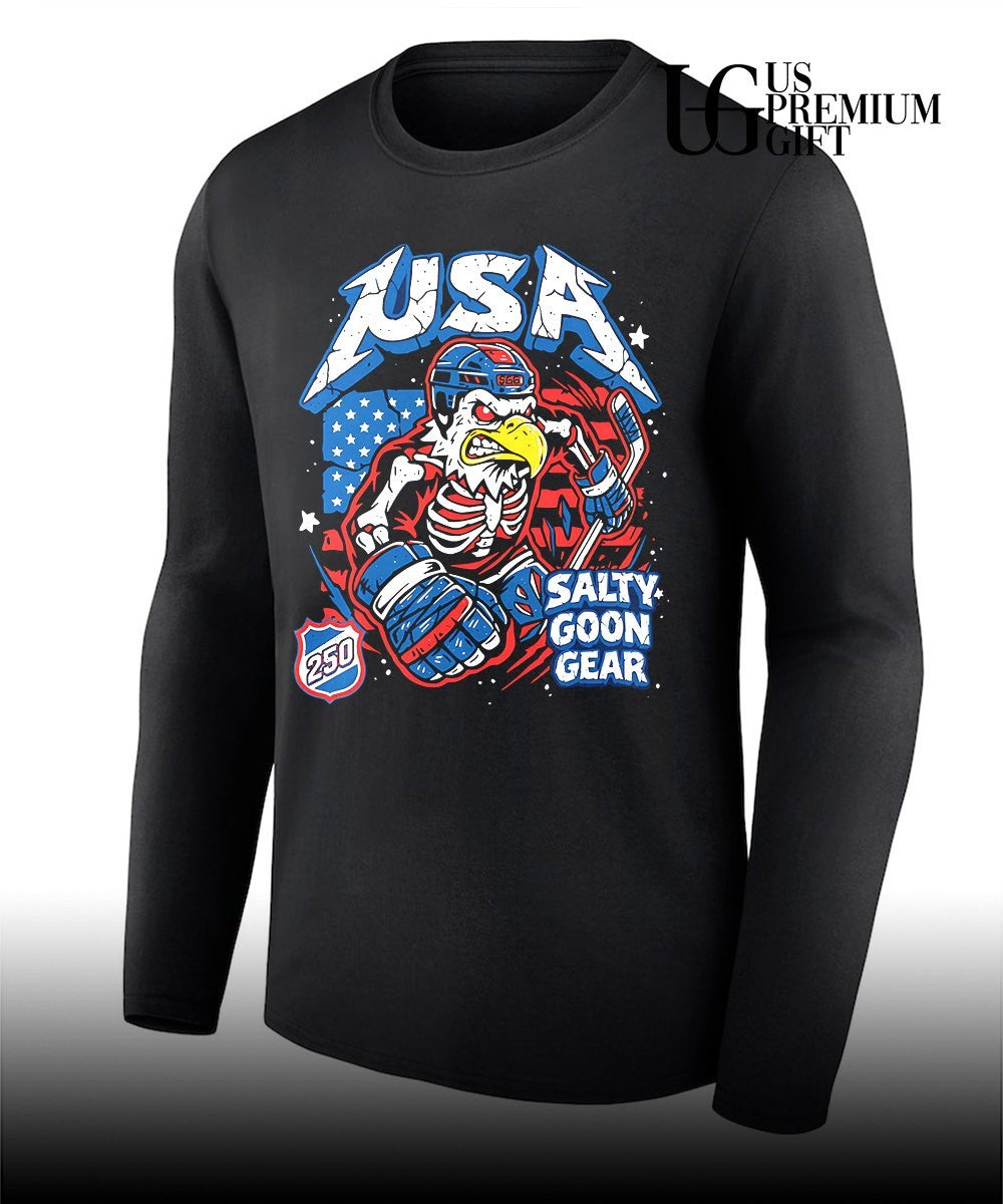 USA Hockey Skeleton Eagle Salty Goon Gear 250 shirt Unisex