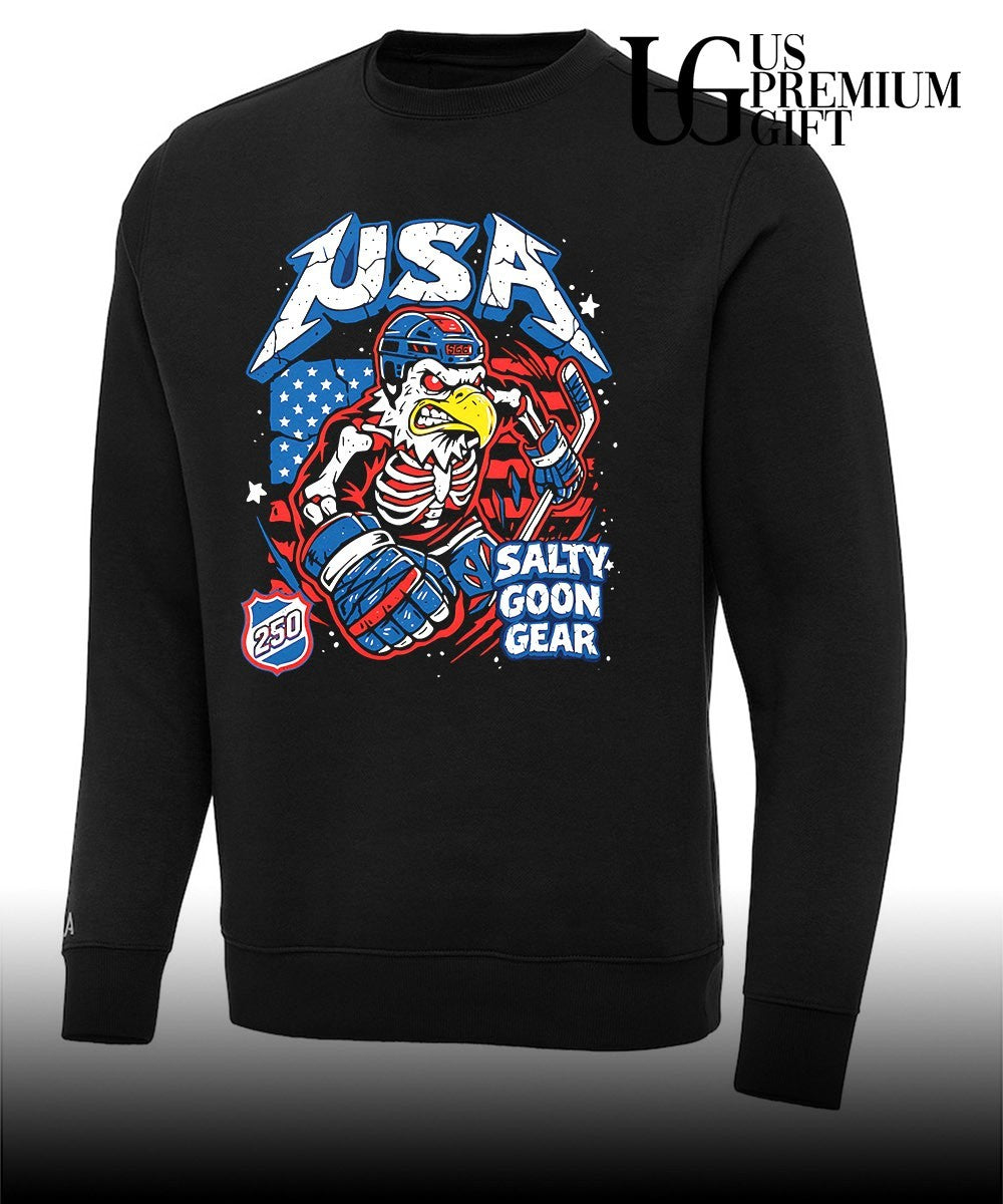 USA Hockey Skeleton Eagle Salty Goon Gear 250 shirt Unisex
