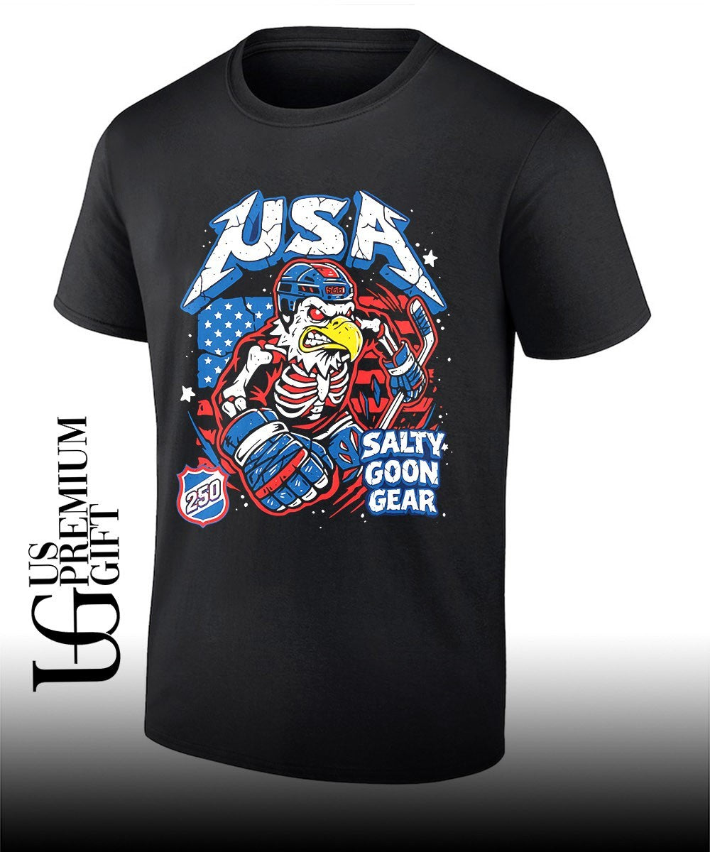 USA Hockey Skeleton Eagle Salty Goon Gear 250 shirt Unisex