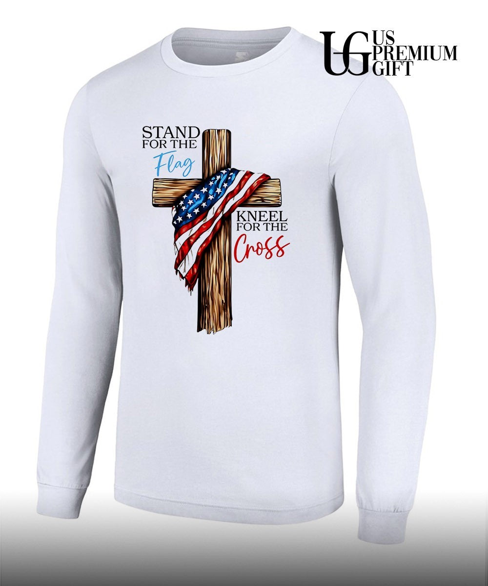 USA Patriotic Christian Stand for the Flag Kneel for the Cross shirt Unisex