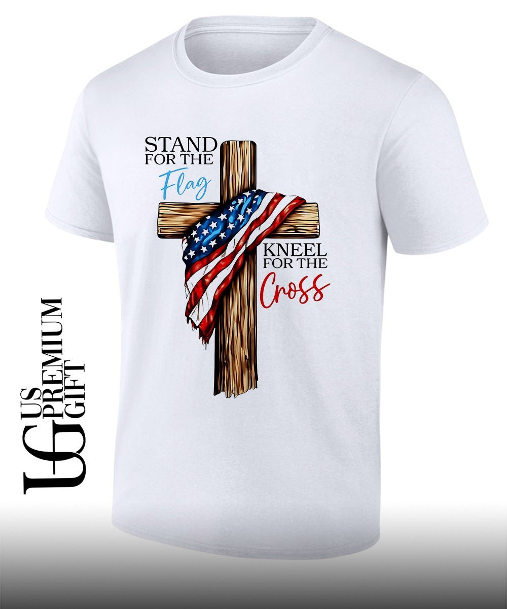 USA Patriotic Christian Stand for the Flag Kneel for the Cross shirt Unisex