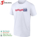 USA Soccer wavy stripes flag three stars minimal white shirt Unisex