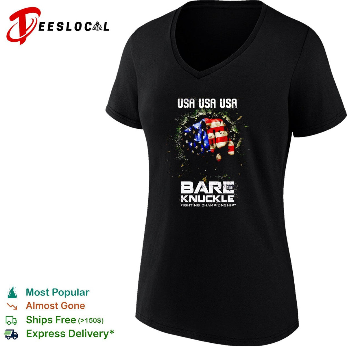 USA fist American flag bare knuckle fighting championship shirt Unisex