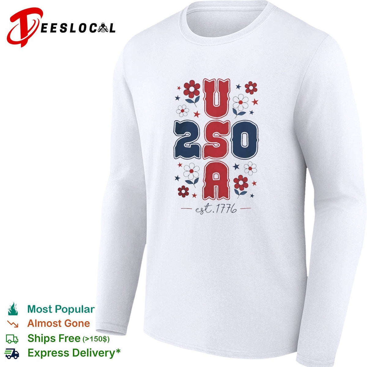 USA floral stars 250 est 1776 shirt Unisex