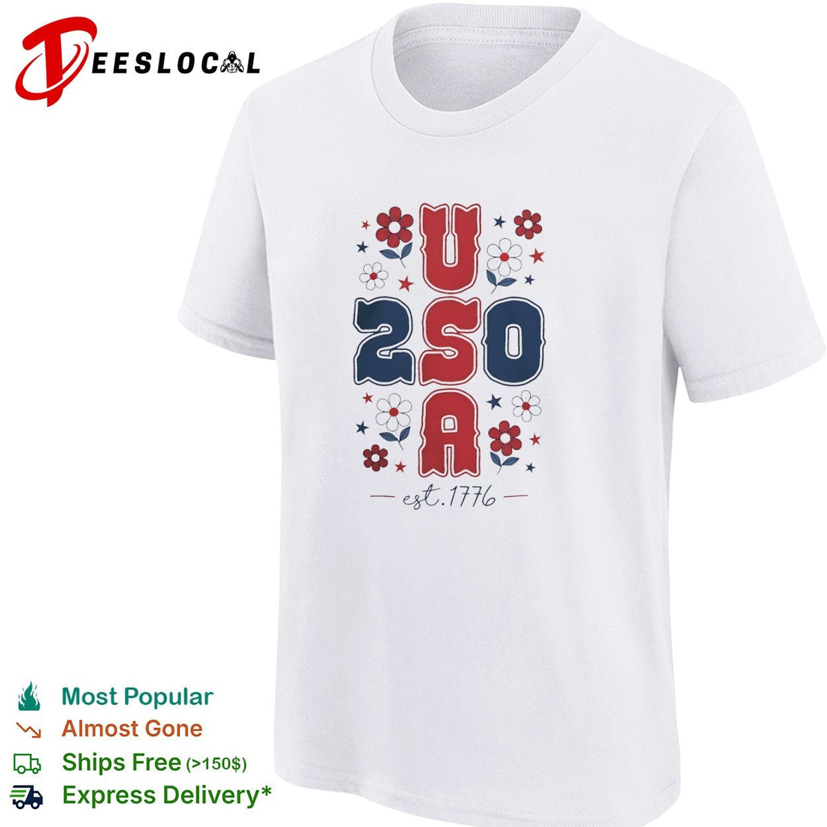 USA floral stars 250 est 1776 shirt Unisex