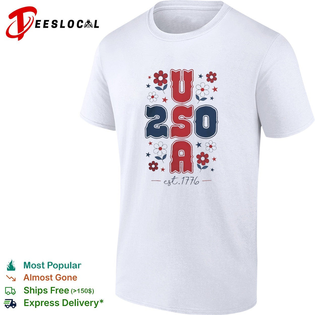 USA floral stars 250 est 1776 shirt Unisex