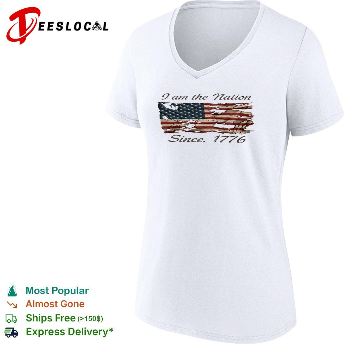 USA patriotic tattered flag I am the nation since 1776 shirt Unisex