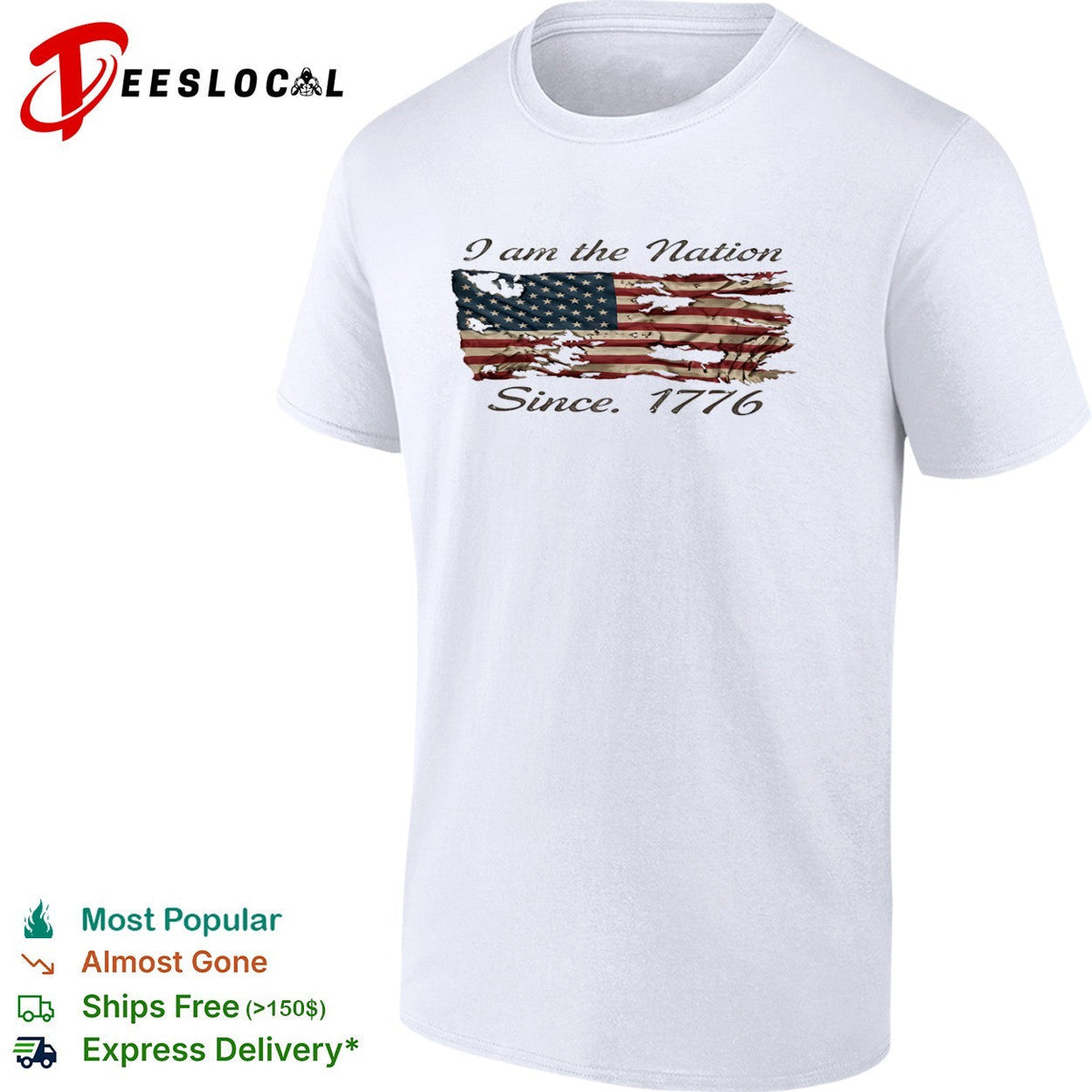 USA patriotic tattered flag I am the nation since 1776 shirt Unisex