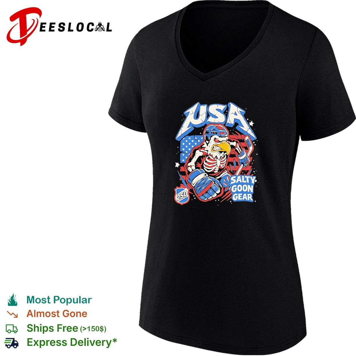 USA skeleton eagle 250 salty goon gear vintage shirt Unisex
