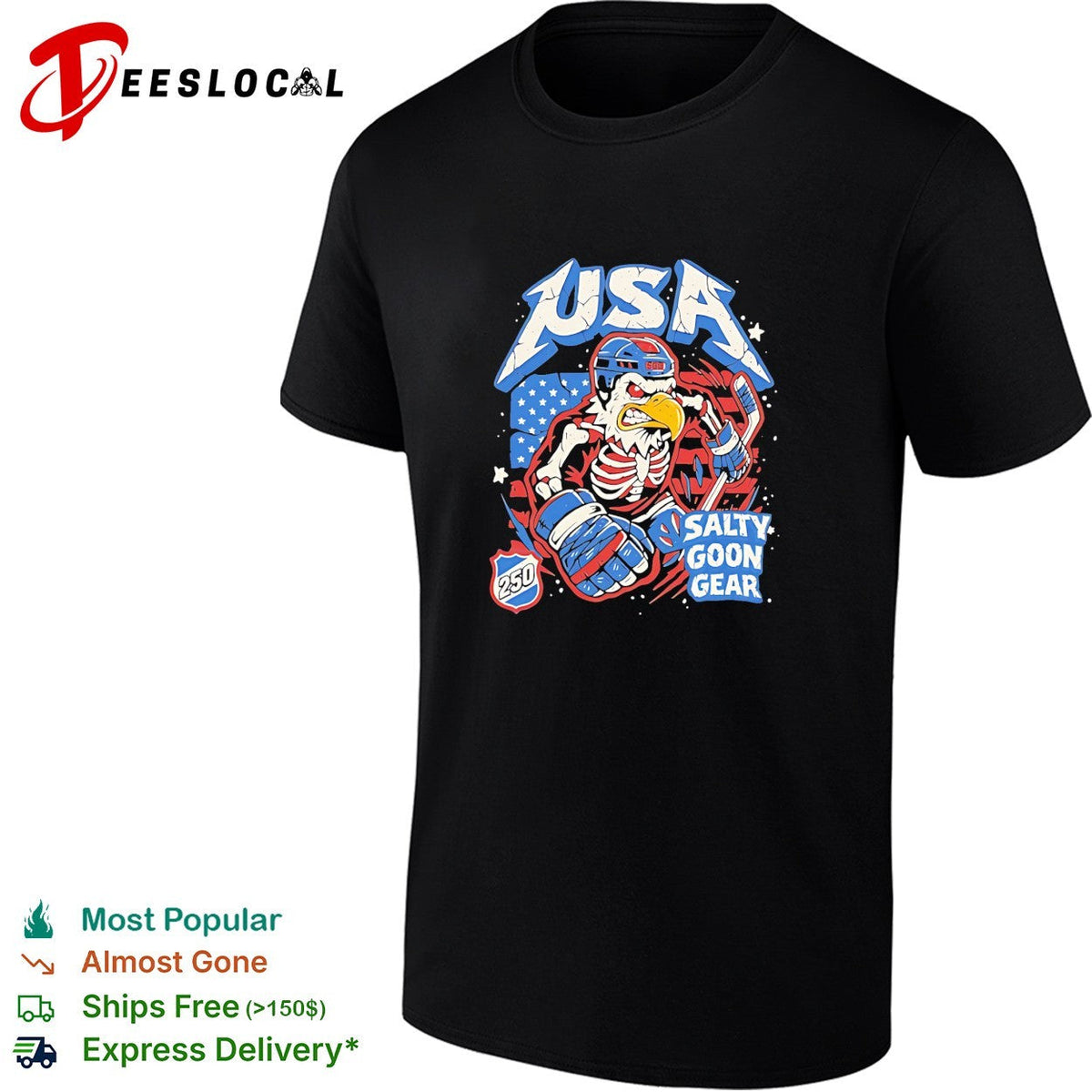 USA skeleton eagle 250 salty goon gear vintage shirt Unisex