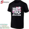USA soccer ball flag stars patriotic blue shirt Unisex