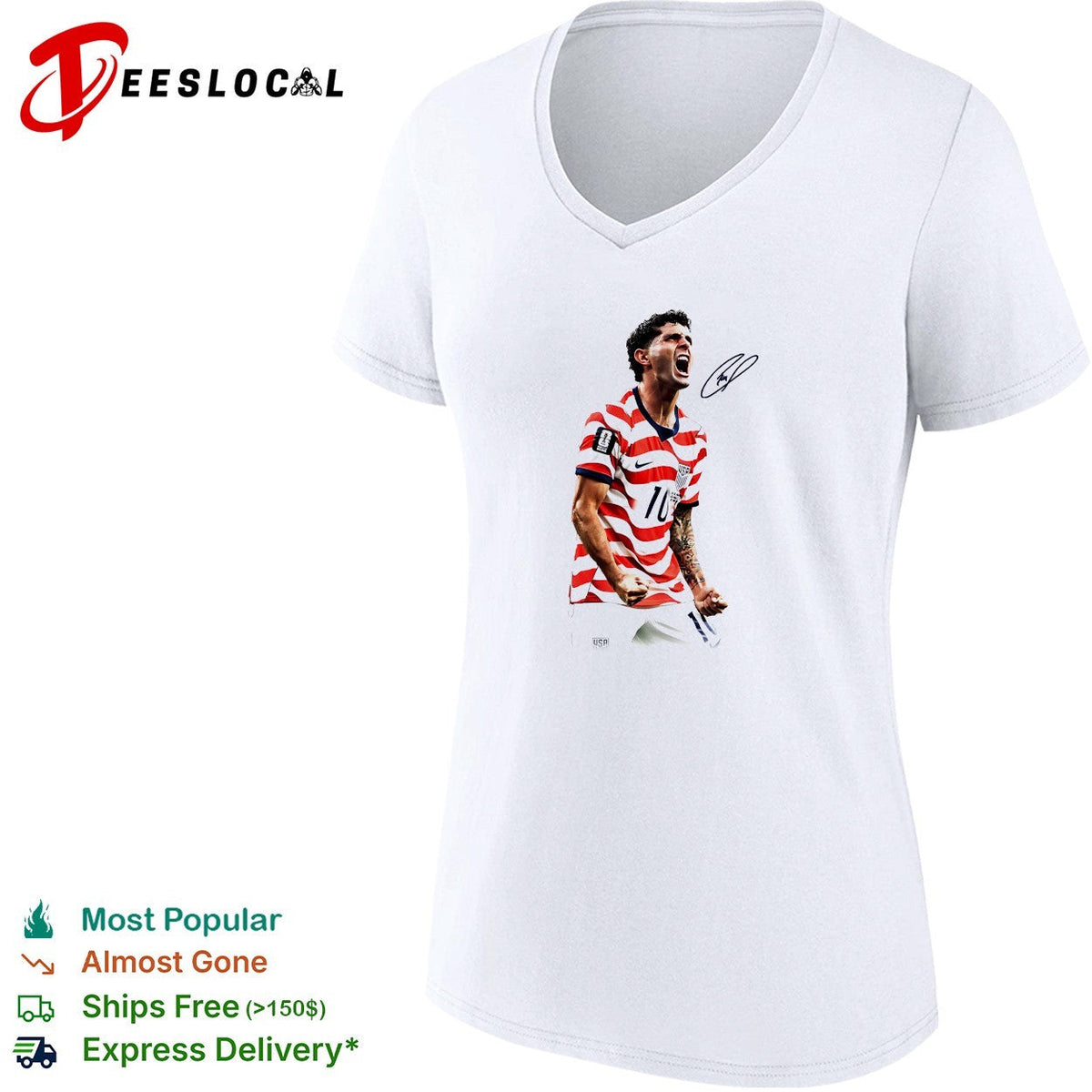 USA soccer national team player number 10 celebration triumphant action portrait shirt Unisex