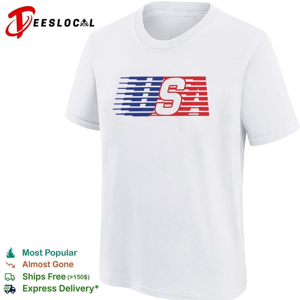 USA speed stripe patriotic logo graphic shirt Unisex