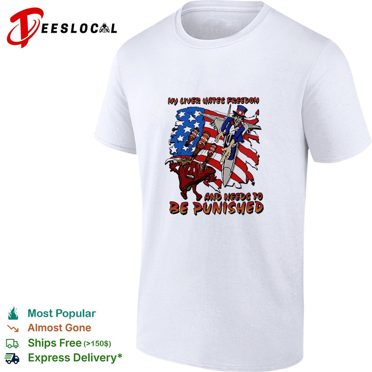 Uncle Sam My liver hates freedom and needs to be punished American shirt Unisex