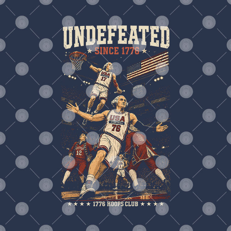 Undefeated America Founding Fathers Patriotic Basketball Dream Team Of 1776 4th of July T Shirt