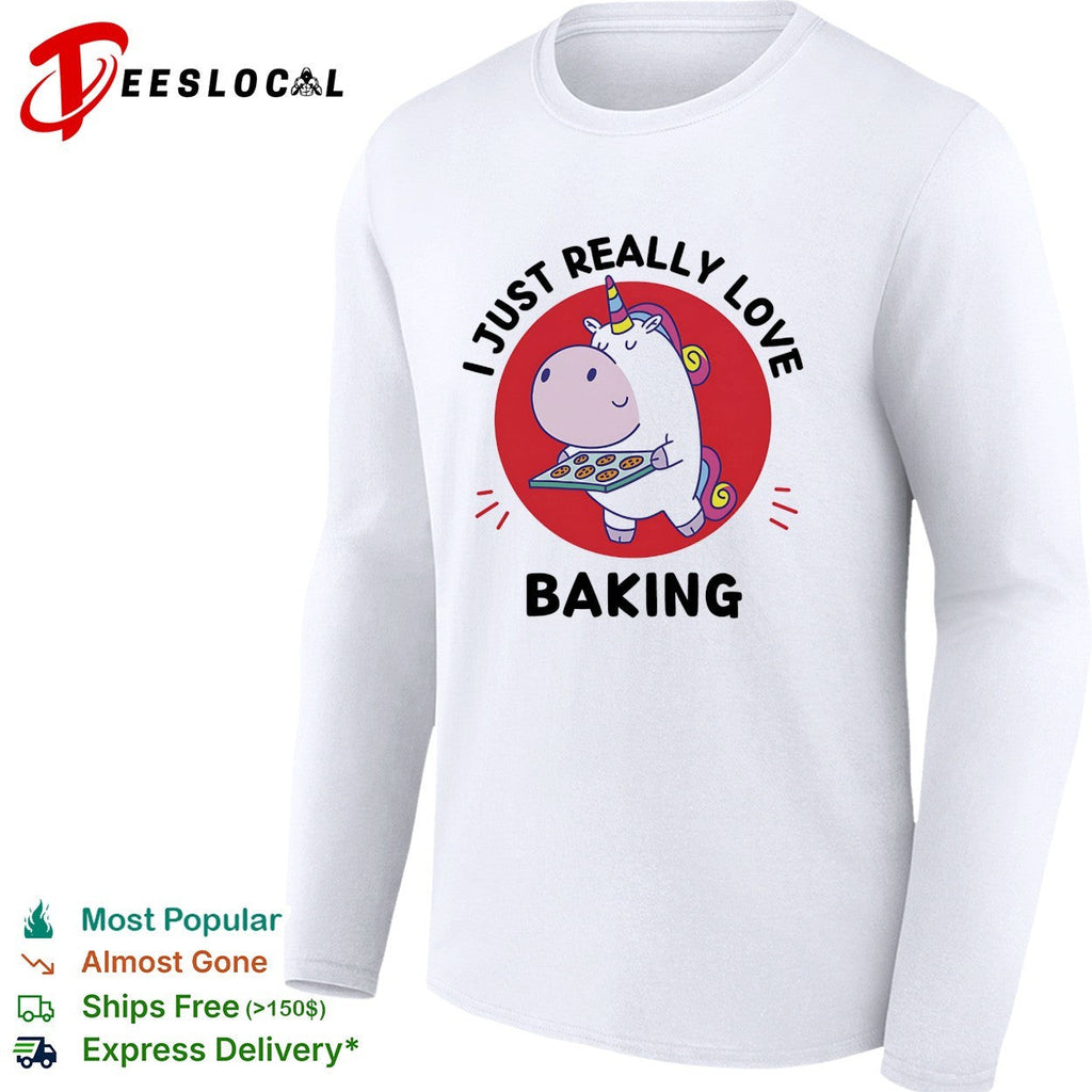 Unicorn holding baking tray I just really love baking shirt Unisex