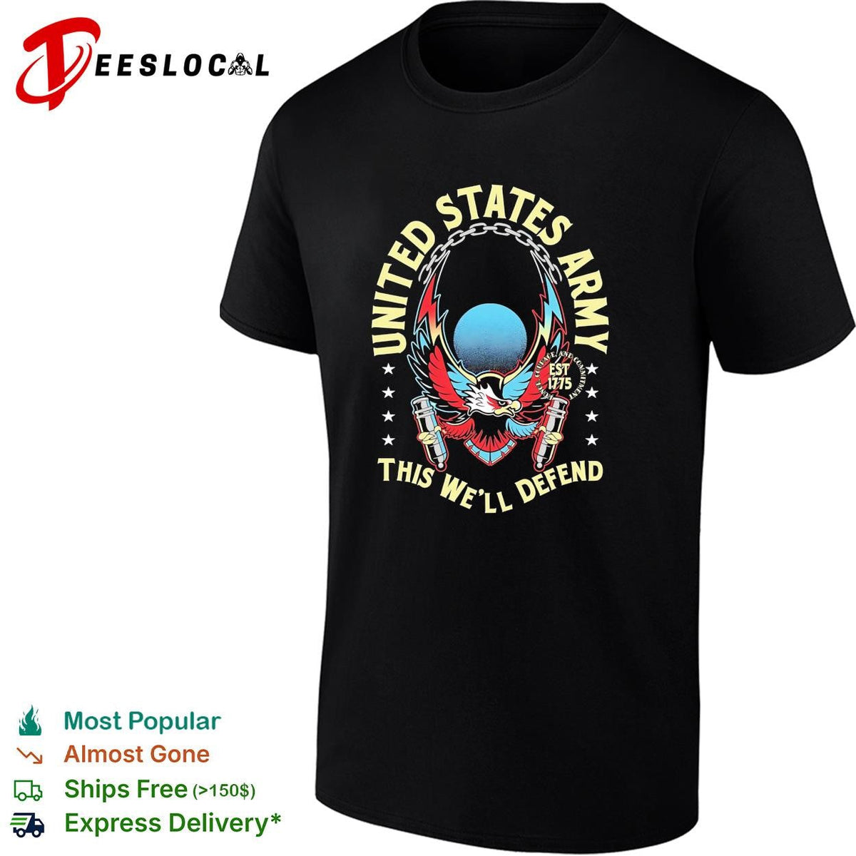 United States Army this well defend eagle est 1775 bold dark shirt Unisex