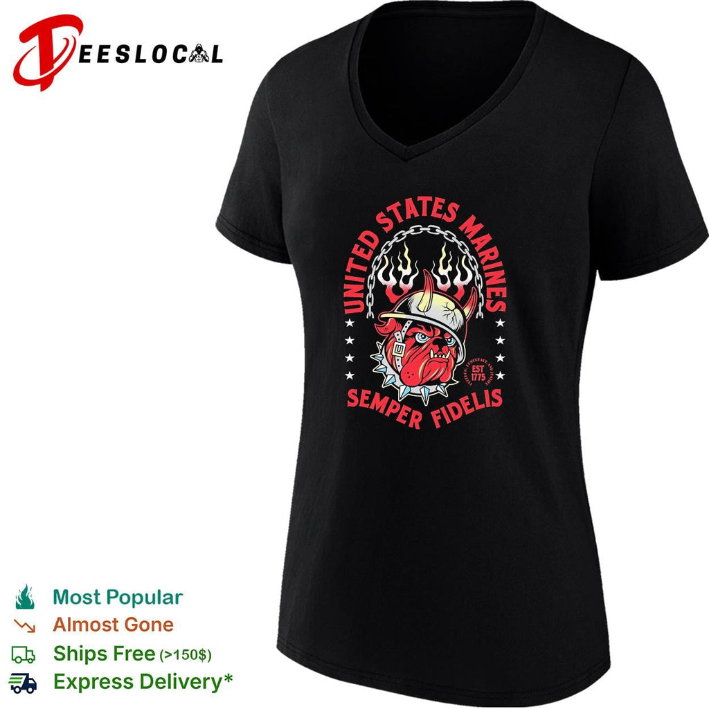 United States Marines Semper Fidelis bulldog flaming helmet est 1775 shirt Unisex