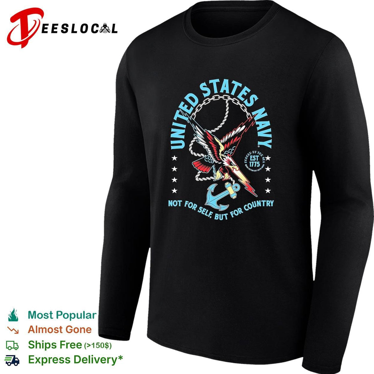 United States Navy not for self but for country eagle anchor est 1775 shirt Unisex