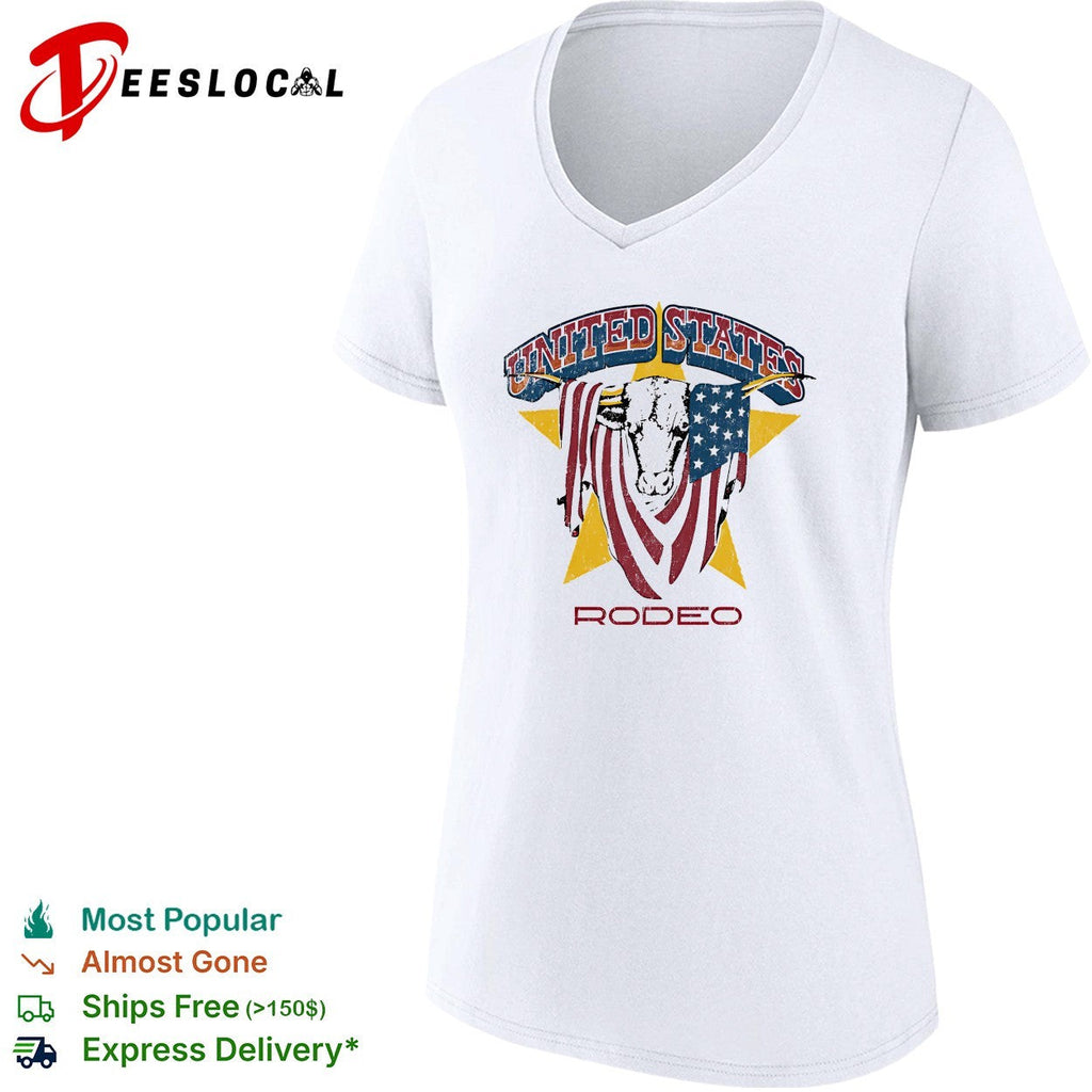 United States Rodeo Bull American Flag Yellow Star Country Western Rodeo shirt Unisex