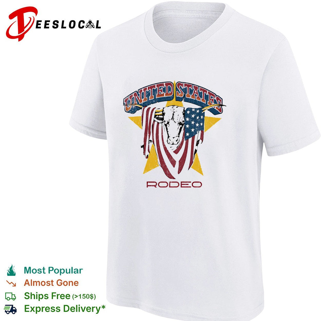 United States Rodeo Bull American Flag Yellow Star Country Western Rodeo shirt Unisex