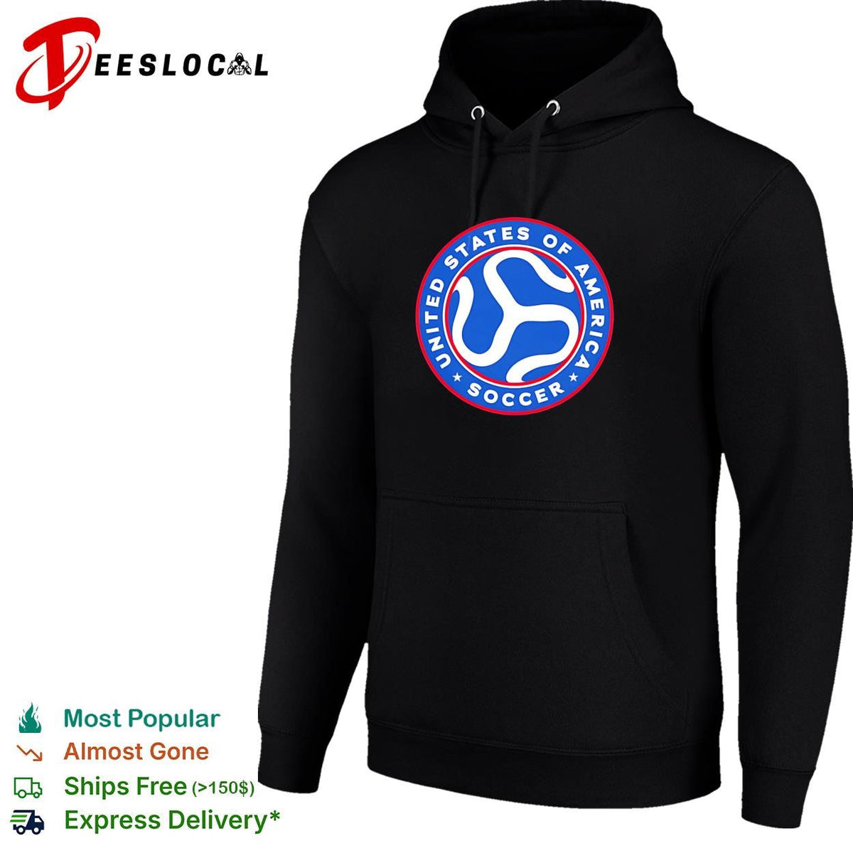 United States of America Soccer badge logo crest circle blue shirt Unisex