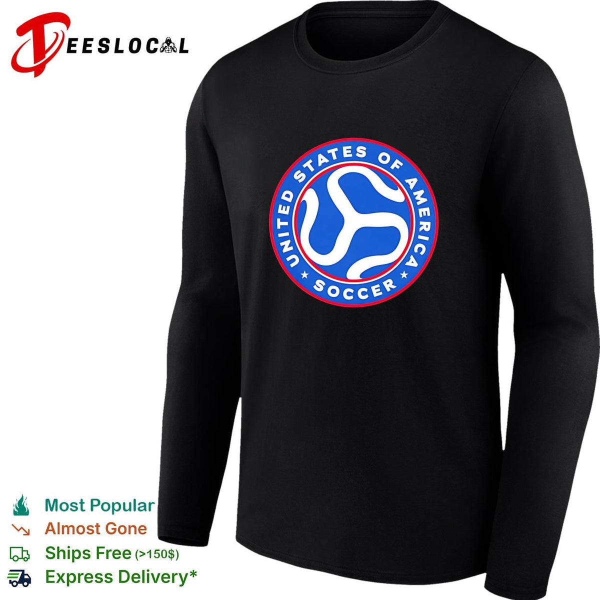 United States of America Soccer badge logo crest circle blue shirt Unisex