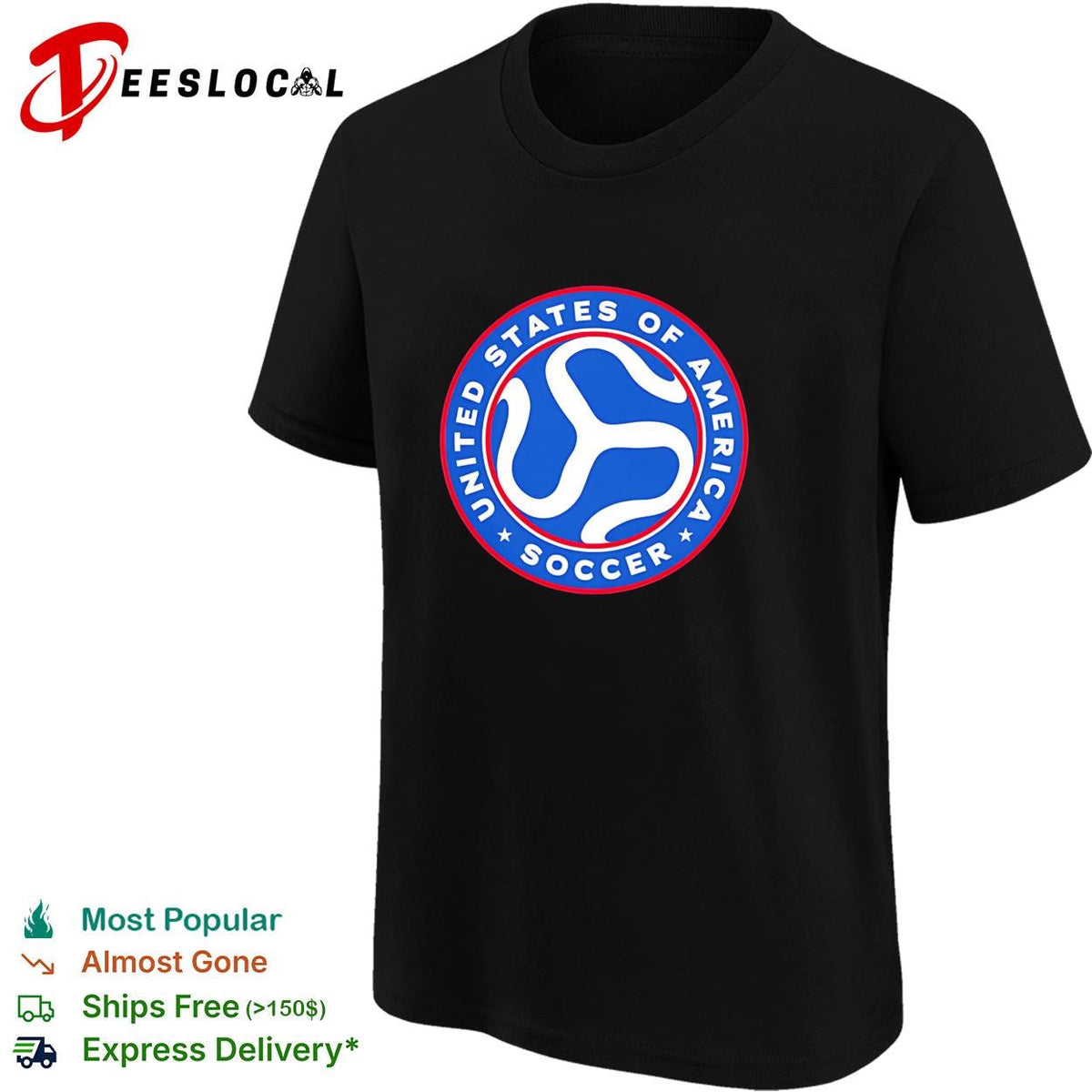 United States of America Soccer badge logo crest circle blue shirt Unisex