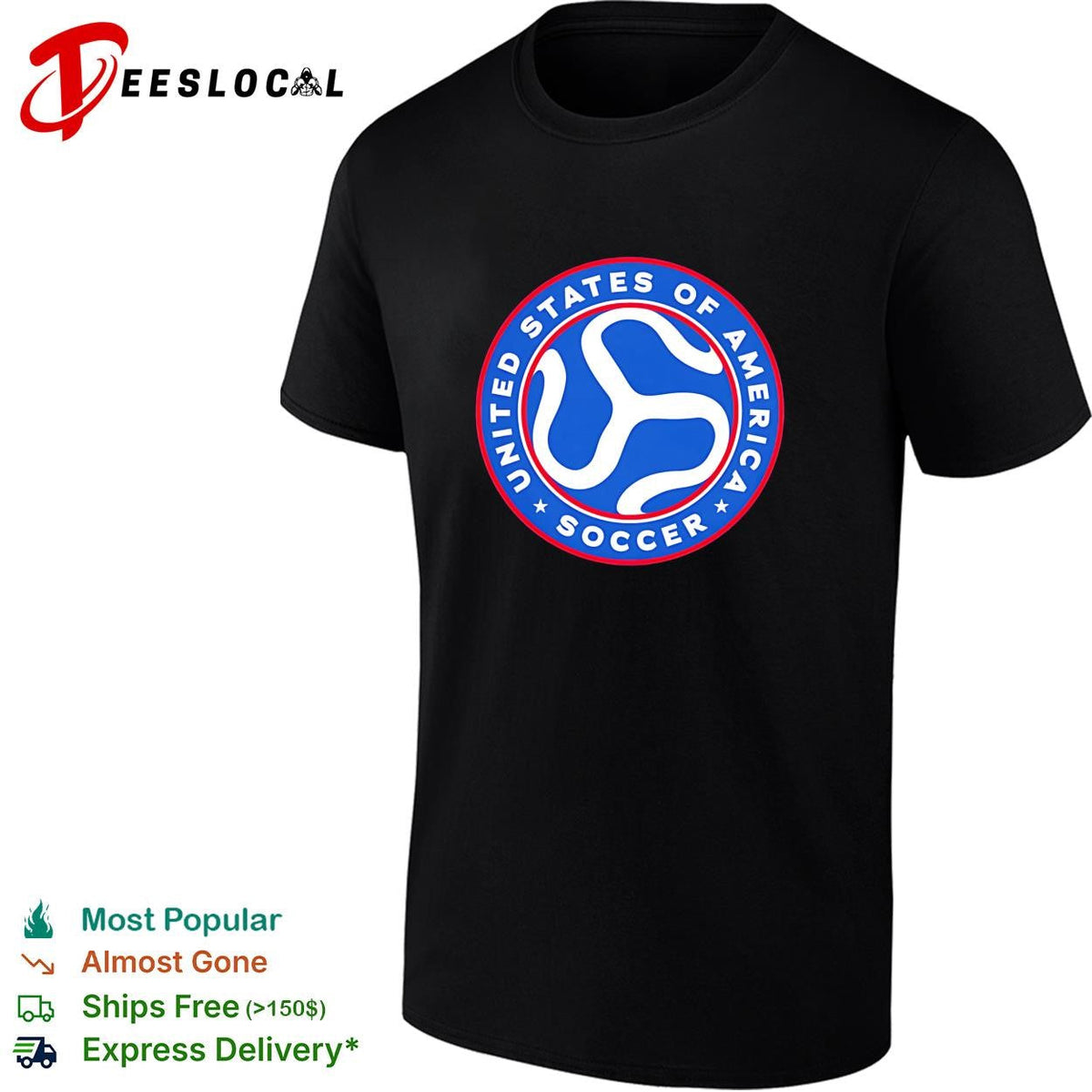 United States of America Soccer badge logo crest circle blue shirt Unisex