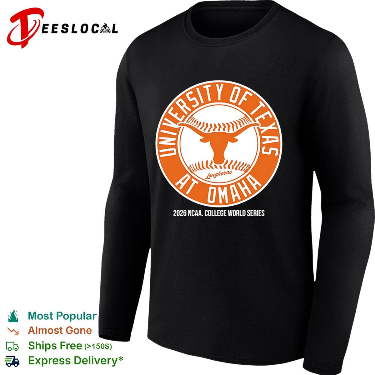 University of Texas at Omaha 2026 NCAA College World Series Longhorns Baseball shirt Unisex