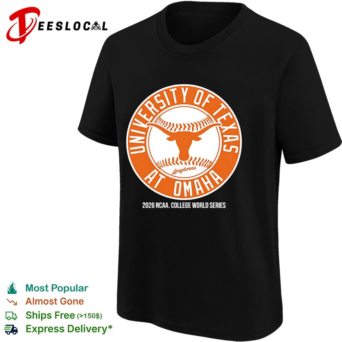 University of Texas at Omaha 2026 NCAA College World Series Longhorns Baseball shirt Unisex