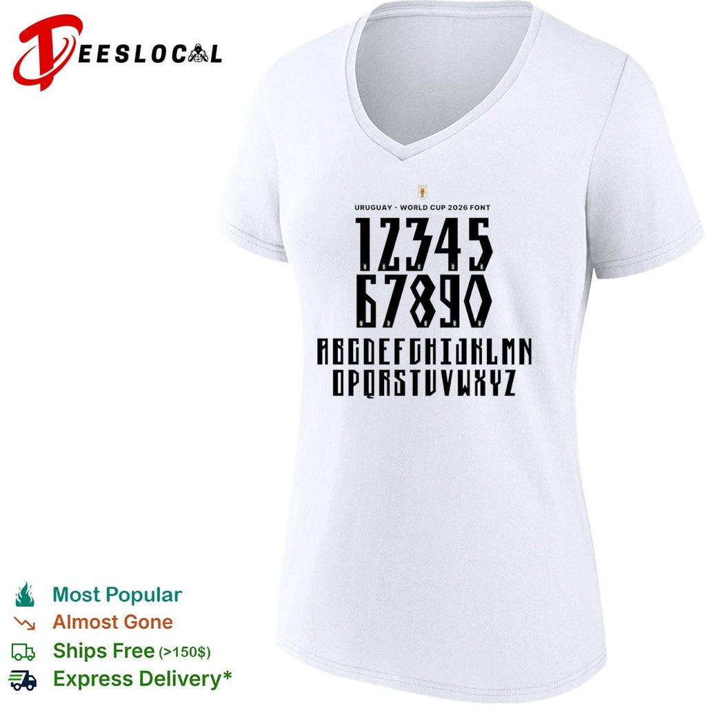 Uruguay World Cup 2026 Font Alphabet Numbers Letters Custom Jersey Sports Shirt Unisex