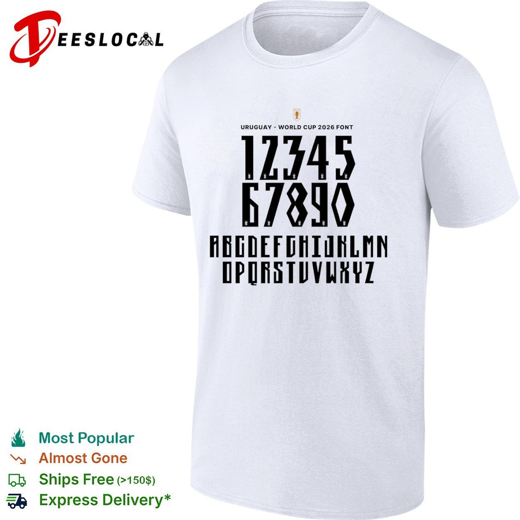 Uruguay World Cup 2026 Font Alphabet Numbers Letters Custom Jersey Sports Shirt Unisex