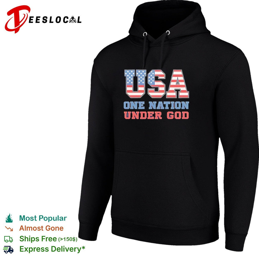 Usa one nation under god American flag patriotic stars and stripes theme shirt Unisex