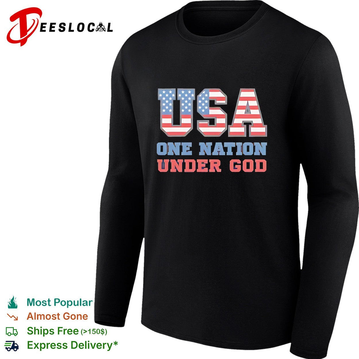 Usa one nation under god American flag patriotic stars and stripes theme shirt Unisex