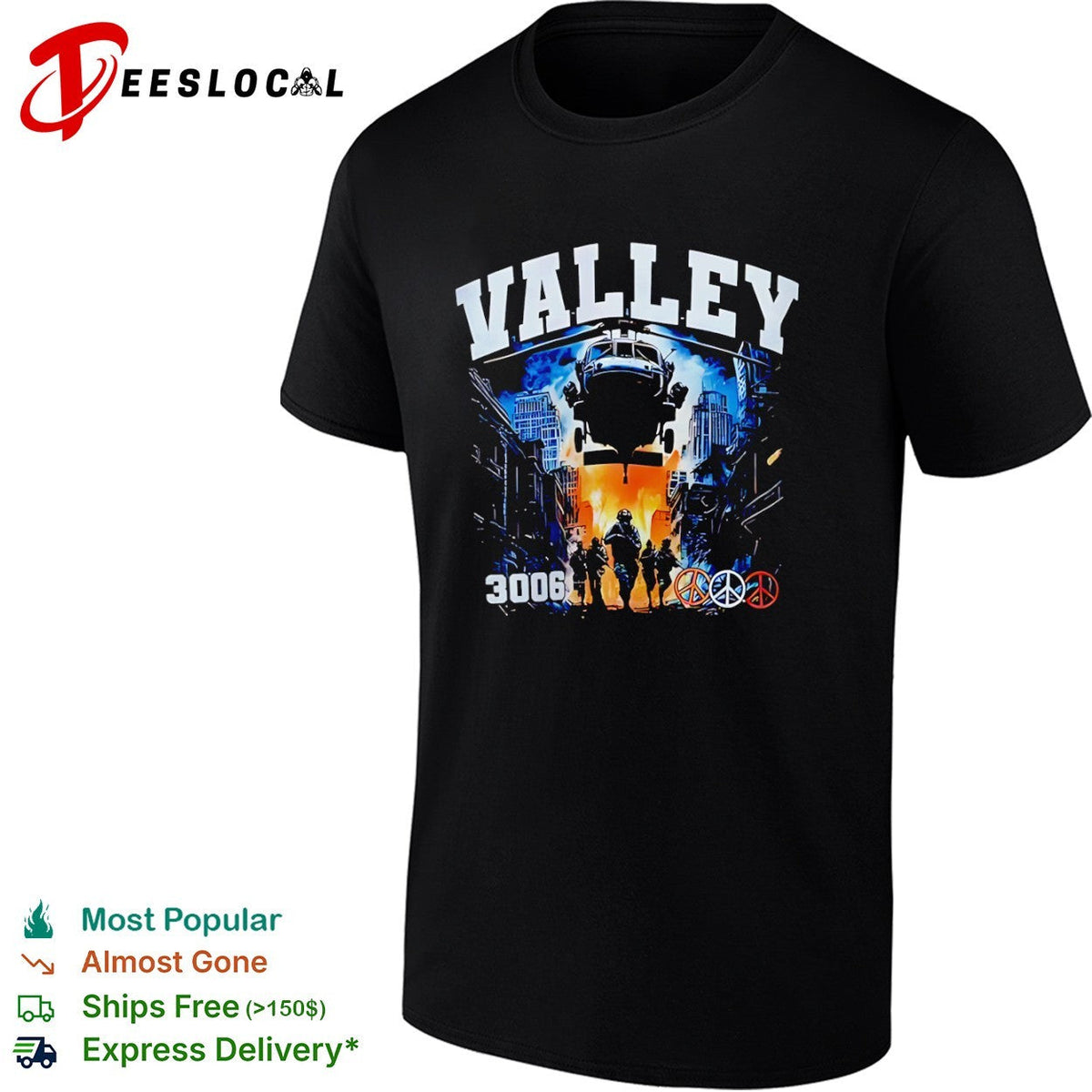 Valley 3006 peace logo shirt Unisex